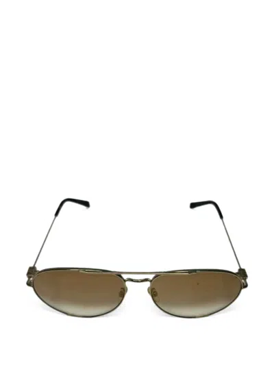 Pre-owned Givenchy Double Bridge Pilot Sunglasses In Gold
