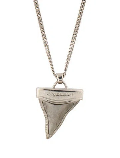 Pre-owned Givenchy Double Chain Shark Tooth Pendant Necklace, 17" In Multicolor
