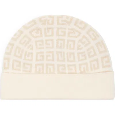 Givenchy Double Face Knit Beanie In White Mastic Ecru
