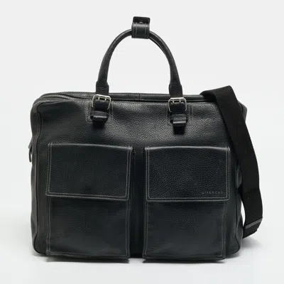 Pre-owned Givenchy Double Gusset Black Leather Briefcase