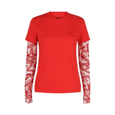 Pre-owned Givenchy Double Layer Long-sleeve T-shirt 'vermilion' | Red | Women's Size Xs