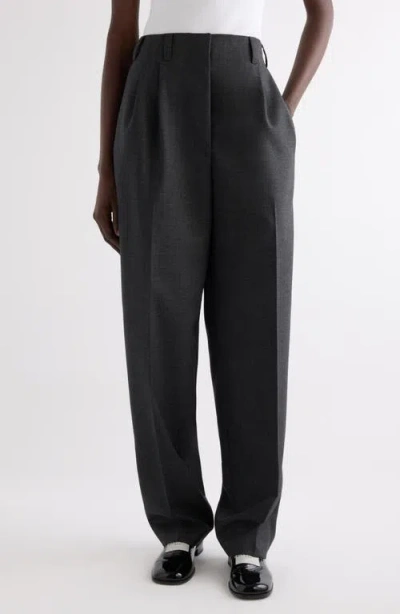 Givenchy Double Pleat Low Waist Wool Grain De Poudre Pants In Gray