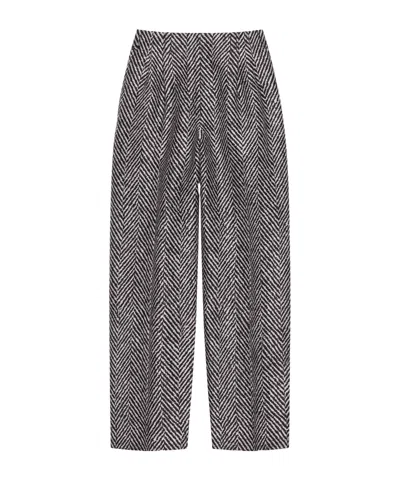 Givenchy Double Pleat Pants In Herringbone Mixed Wool In Multi