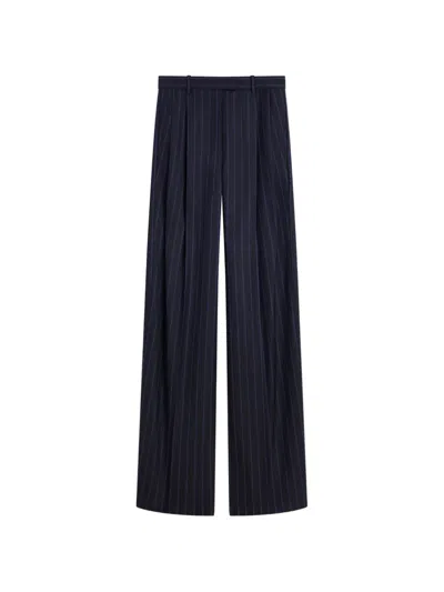 Givenchy Double Pleat Striped Pants In Wool In Blue