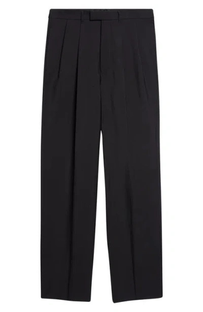 Givenchy Double Pleat Wool & Mohair Trousers In Black