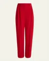 Givenchy Double Pleated Straight-leg Ankle Trousers In Red