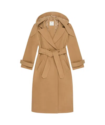 Givenchy Trench-coat In Double Face Wool With Removable Hood In Camel/natural