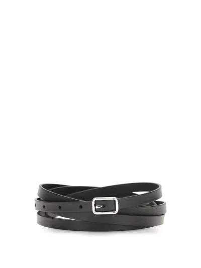 Givenchy Double Strap Grained Calfskin Belt In Gray
