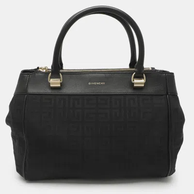 Pre-owned Givenchy Double Zip Medium Black Leather And Nylon Tote