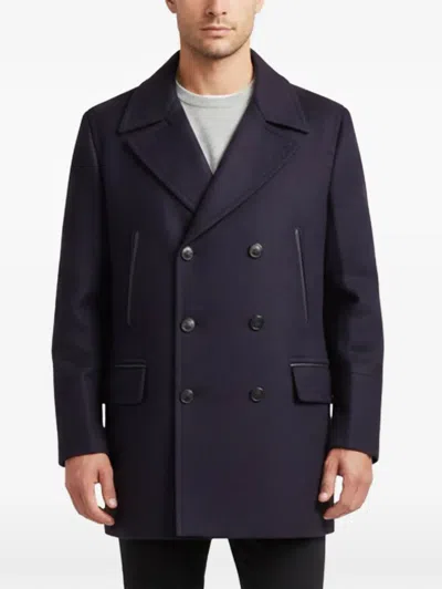 Pre-owned Givenchy Double-breasted Coat In Blue