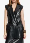 Givenchy Double-breasted Sleeveless Jacket In Leather In Black