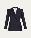 Givenchy Double Breasted Jacket Pinstripe Front Pockets In Blue