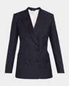 Givenchy Double Breasted Jacket Pinstripe Front Pockets In Blue