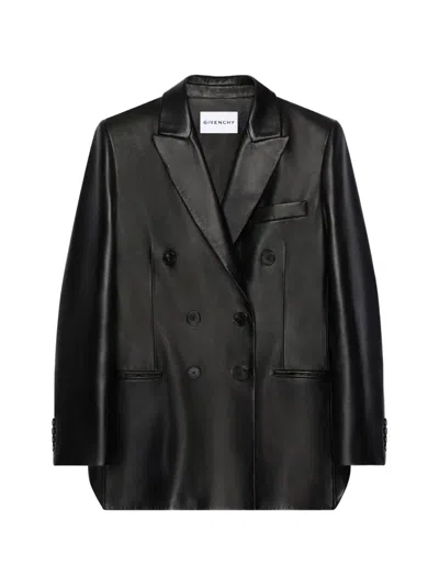 GIVENCHY DOUBLE-BREASTED SLASHED JACKET IN LEATHER