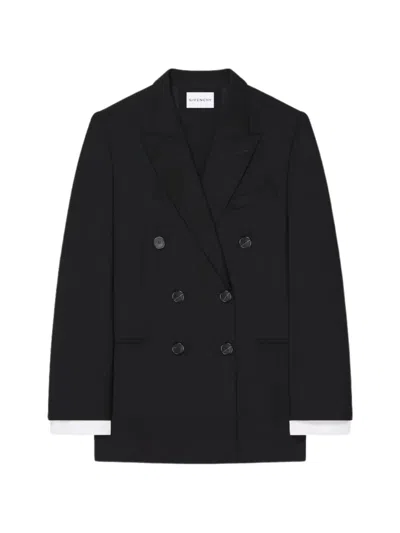 Givenchy Double-breasted Slashed Jacket In Wool And Mohair In Schwarz