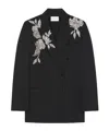 Givenchy Double-breasted Slashed Jacket In Wool With Sequins In Black