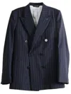 Givenchy Double-breasted Striped Wool Jacket In Blue