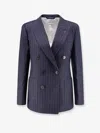 Givenchy Double Breasted Jacket Pinstripe Front Pockets In Blue