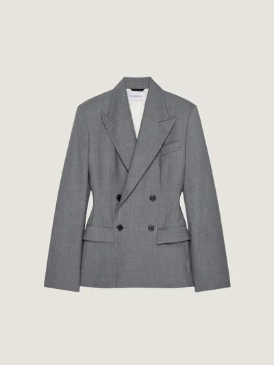 Givenchy Double-breasted Wool Blazer In Grey