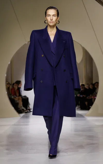 Givenchy Double-breasted Wool-cashmere Coat In Blue