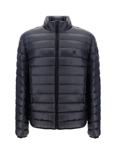 Givenchy Black High Neck Down Jacket With Logo Detail In Tech Fabric Man