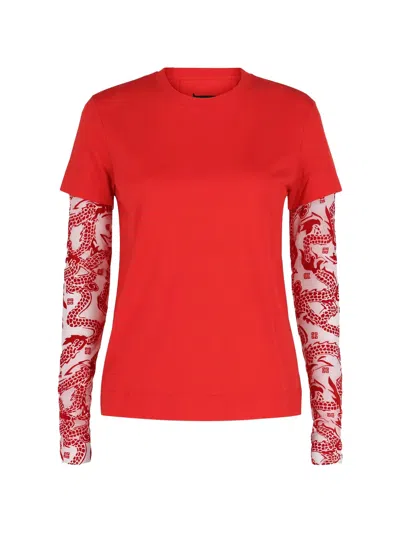 Givenchy Dragon Pattern Long-sleeve T-shirt In Red