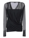 Givenchy Black V-neck Mesh Top In Black