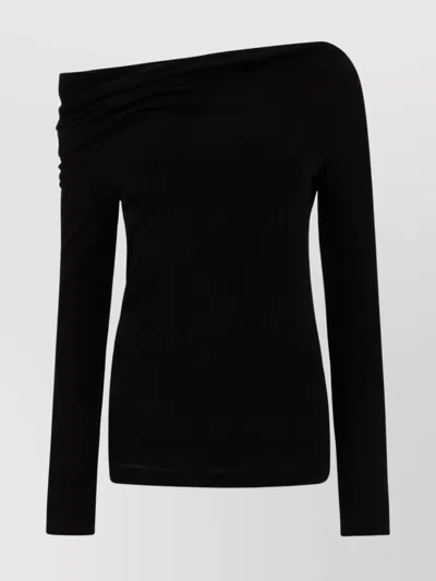 GIVENCHY DRAPED COLLAR TOP WITH ASYMMETRIC DESIGN