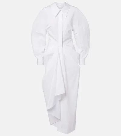 Givenchy Draped Cotton Poplin Shirt Dress In White