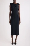 Givenchy Draped-detail One-shoulder Midi Dress In Black