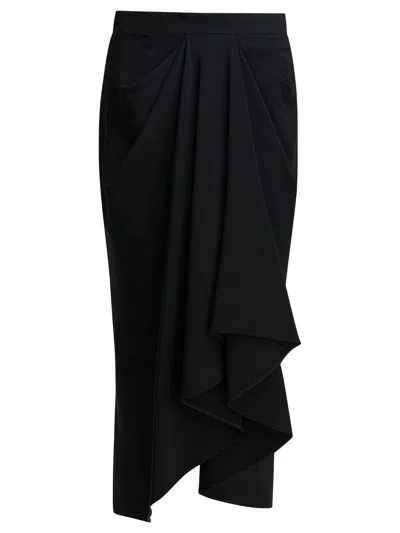 Givenchy Black Pencil Skirt With Wrapped Design In Fabric Woman