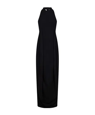 Givenchy Draped Crepe Halter Neck Gown In Black