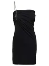 Givenchy One-shoulder Chain-embellished Stretch-jersey And Mesh Mini Dress In Black