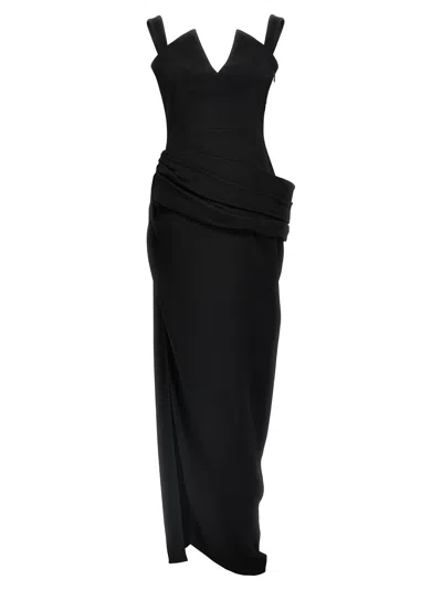 Givenchy Draped Sleeveless Slit Gown In Black