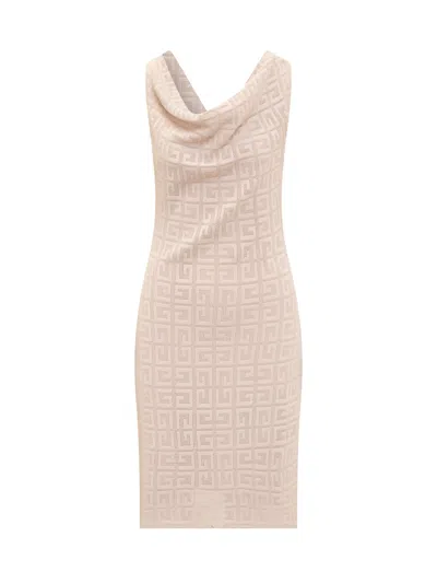 Givenchy Draped Dress In 4g Jacquard In Blush Pink