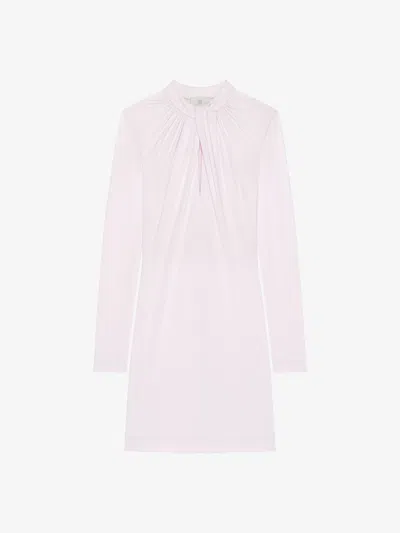 Givenchy Twisted-neck Long-sleeve Mini Dress In Baby Pink