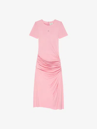 Givenchy Draped Dress In Jersey With 4g Liquid Detail In Candy Pink