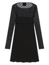 Givenchy Draped Dress In Jersey And Shiny Monogram 72 Tulle In Black