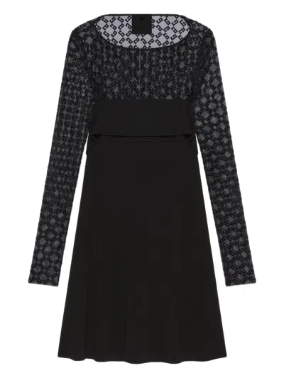 GIVENCHY GIVENCHY DRAPED DRESS IN SHINY MONOGRAM 72 JERSEY AND TULLE
