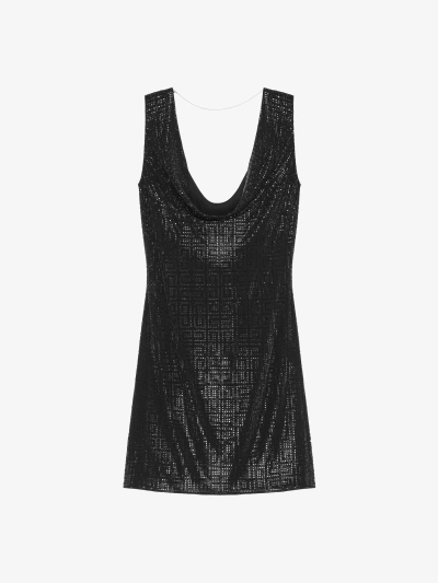 Givenchy Draped Dress In Silk With 4g Rhinestones In Black