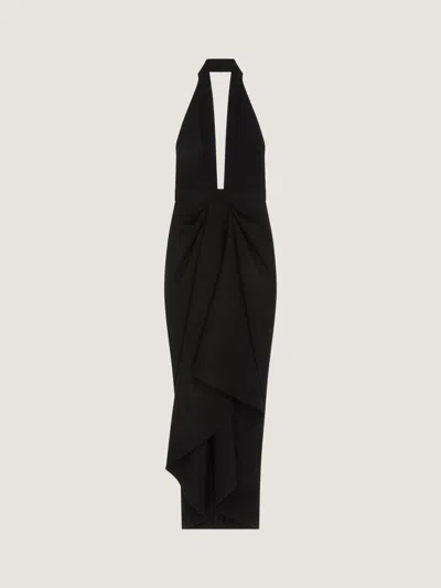 Givenchy Draped Dress In Wool In Black