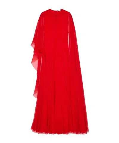 GIVENCHY DRAPED EVENING DRESS IN CHIFFON WITH CAPE