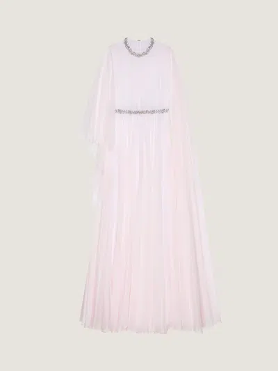 Givenchy Draped Evening Dress In Chiffon With Crystals And Cape In Pink