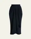 Givenchy Draped Front Midi Skirt In Black