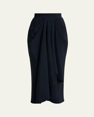 Givenchy Draped Front Midi Skirt In Black