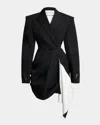 Givenchy Draped Grain De Poudre Double-breasted Jacket In Black