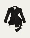 Givenchy Draped Grain De Poudre Double-breasted Jacket In Multi