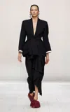 Givenchy Draped Grain De Poudre Wool Jacket In Black