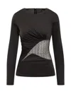 Givenchy Draped Top In Jersey And 4g Lace In Black