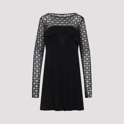 Givenchy Draped Jersey And Monogram Tulle Mini Dress In Black